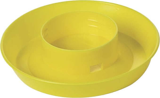 Little Giant® Screw-On Poultry Waterer Base | Heavy Duty Plastic Water Tray Base for Container | Chicken Waterer Screw On Base | 1 Quart | Yellow
