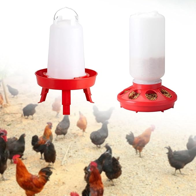1kg Poultry Feeder and 1.5L Chick Waterer Starter Kits Poultry Feeding Equipment Quail Feeder Duck Feeder for Chicks Backyard