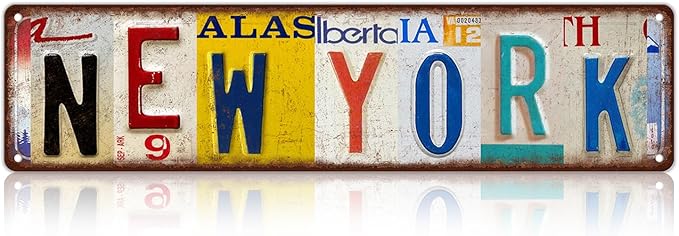 Vintage New York Wall Decor Street Signs Metal Tin Signs 16 x 4 Inches