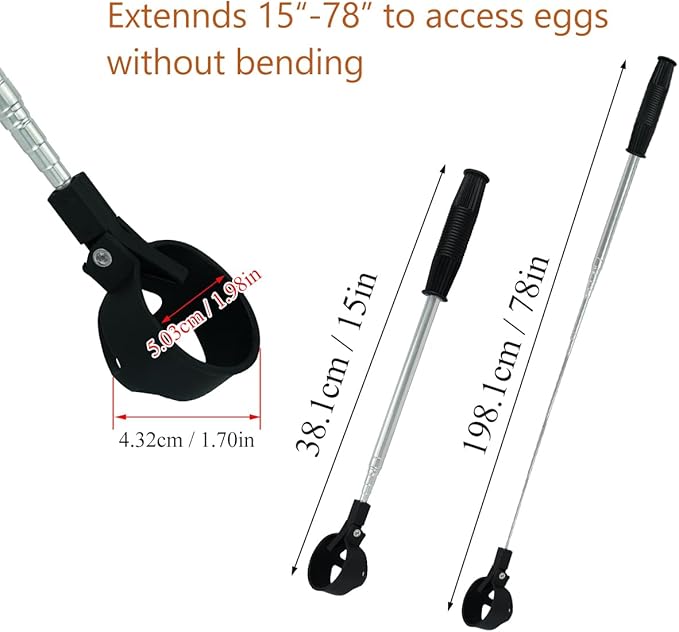 Egg Grabber for Chicken Eggs Extendable Egg Picker Tool with Anti-Slip Handle for Picking Eggs