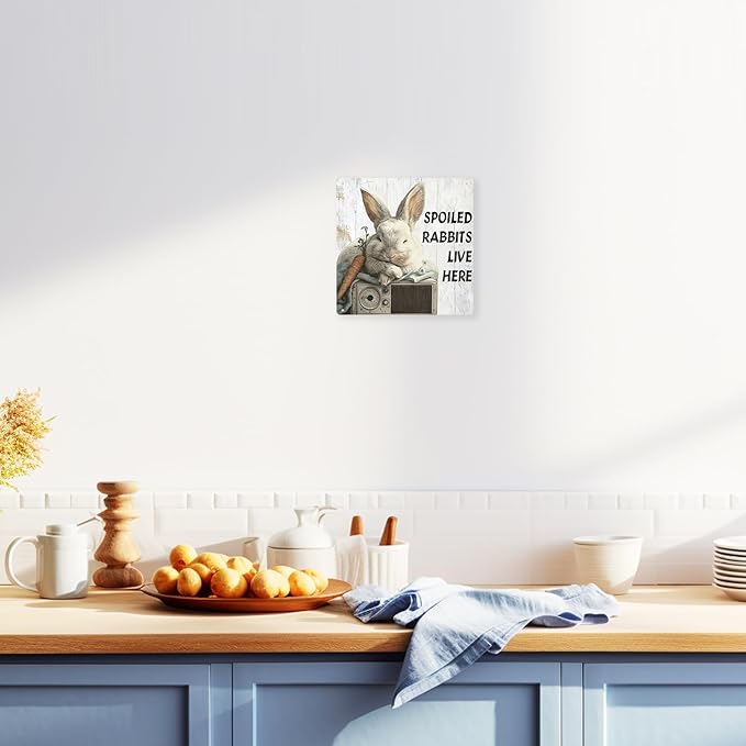 Farmhouse Kitchen Decor Rustic Bunny Decor Farm Animal Wall Decoration Gifts For Teen Girls Retro Tin Sign 8×8