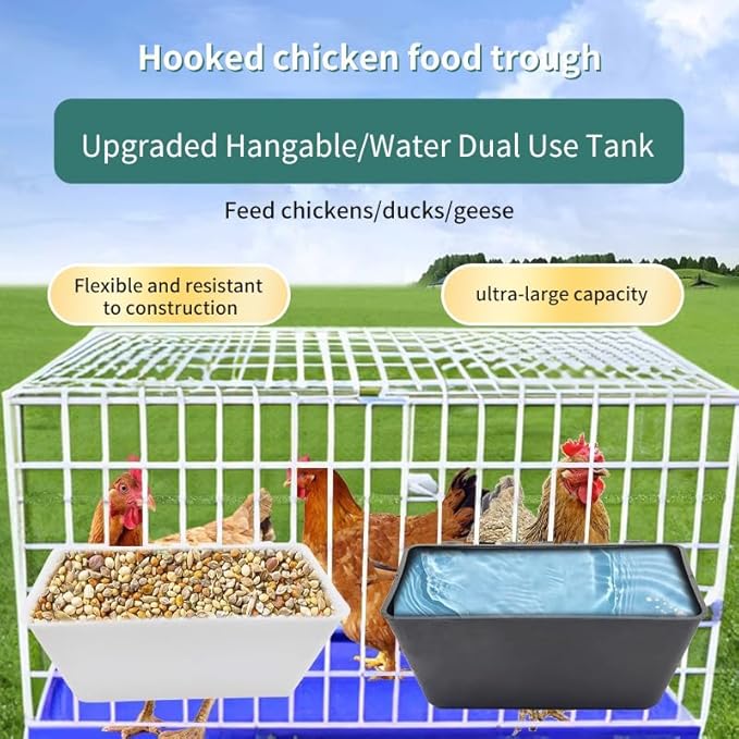 Hanging Chicken Feeder - No Waste Poultry Feeder Trough Waterer Cups No Mess Hanging Chicken Feeder Trough for Hens,Chicks, Ducks.