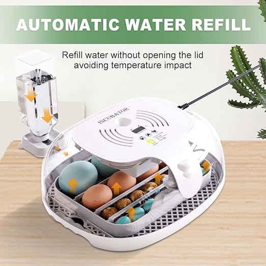 HOWOOIUA 16 Egg Incubator - Automatic Egg Turner, Temperature Control, Built-in Candler, Auto Water Refill for Hatching Chicken Eggs