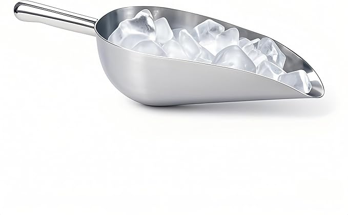 Heavy-Duty Cast Aluminum Kitchen Scoop - Rust-Proof, Ergonomic S-Handle Ice Cube Endurance Scoopfor Ice, Candy, Popcorn, Coffee Beans, Flour & Pet Food - Commercial-Grade Durable Design (L（24oz）)