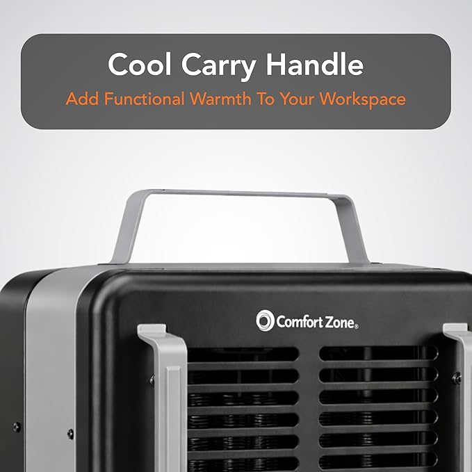 Comfort Zone Electric Portable Milkhouse Style Utility Space Heater with Adjustable Thermostat, Overheat Protection, and Safety Tip-Over Switch, Ideal for Garage or Greenhouse, 1,500W, CZ798BK