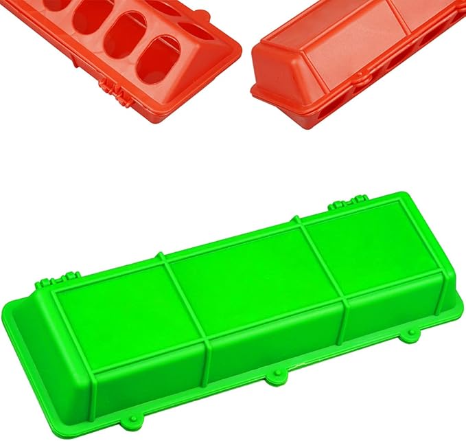 2Pcs Plastic Flip Top Chicken Feeders Plastic Small Poultry Feeder Drinker, Poultry Feeding Tray with Holes Poultry Trough Tool for Farm Chick Feeder