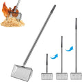 Large Chicken Poop Scooper, 10 Inch Chicken Coop Rake with Adjustable Stainless Steel Ergonomic Handle (23 to 55 Inch) for Chicken Coop Cleaning Tools