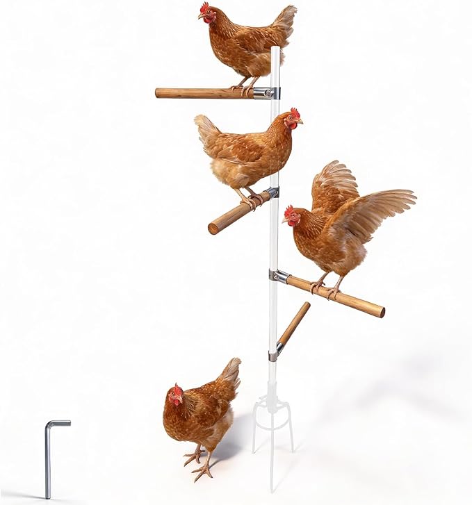 4pack Chicken Roosting Bars with Conectors, Adjustable & Replaceable Wood Bar (13" L)