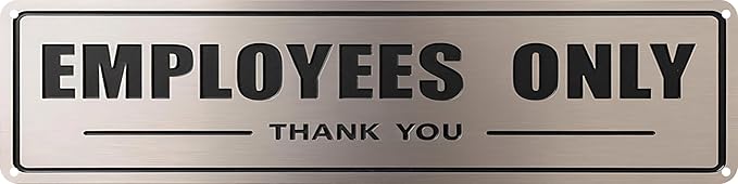 Employees Only Metal Sign 4x16in Retro Wall Plaque for Office Garage House Bathroom Kitchen Room Door Decor