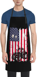 Distressed Flag Tractor Aprons With Pockets Men Women Waterproof Adjustable Bib Apron Kitchen Gardening Salon Aprons For Cooking