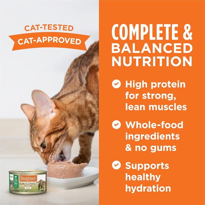 Instinct Original Pate Wet Cat Food, Grain Free Recipe - Real Lamb, 3 Ounce (Pack of 24)
