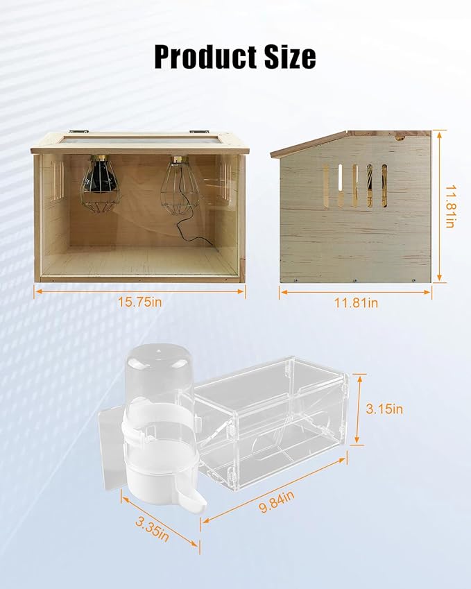 Chick Brooder Box with Intelligent Temperature Control, 75W Day & Night Heat Lamps, Anti-Spill Feeder & Drinker, Poultry Heater Breeding Box for Newborn Chicks, Ducks, Quail, Birds, Small Animals