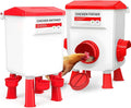 Chicken Feeder and Waterer Set, Chicken Coop Accessories with Hanging Chicken Feeder and Hanging Chicken Waterer Kit No Waste, 3 Gallon/26 Pounds, Red