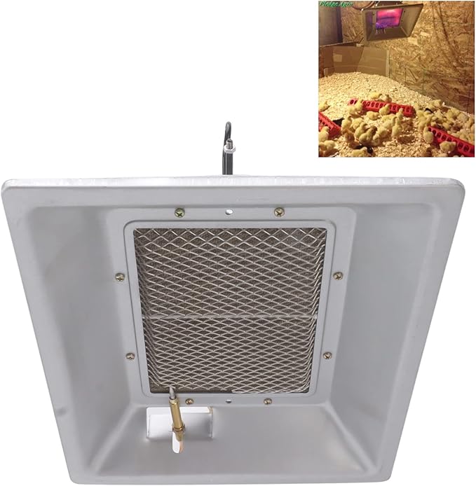 Honio Chicken Catalytic Heater Aluminized Steel Multifunctional Manual Gas Brooder Heater for Chicken Coops, Chicken Coop Heater Manual Infrared Chicken Catalytic Heater Poultry Incubator Heater