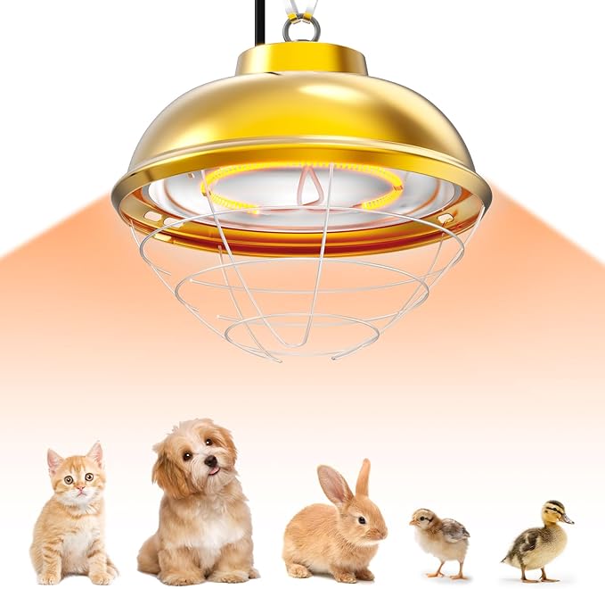 300 Watt Heat Lamp for Chicken Coop, Hanging Chicken Coop Heater, Carbon Fiber Bulb Waterproof Coop Heater with 2 Heating Levels, Chicken Warmer Lamp for Indoor Poultry Pet House Livestock Greenhouse