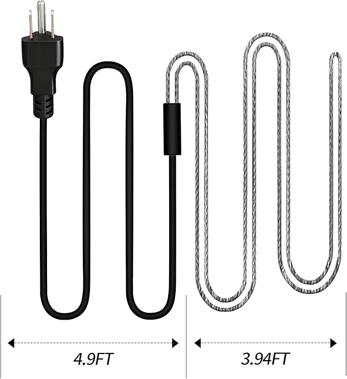 Chicken Water Heater Cord, Freeze-Proof Heated Waterer for Chickens & Poultry, Safe Low-Watt Heating Cable Keeps Water Ice-Free in Winter for Ducks, Rabbits & Small Animals (2 Pack)