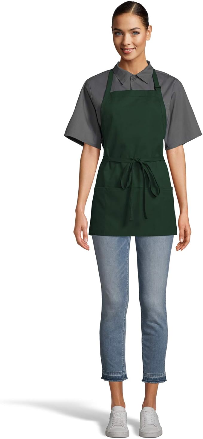 Uncommon Threads Unisex Adjustable 3 Pocket Restaurant Bib Apron