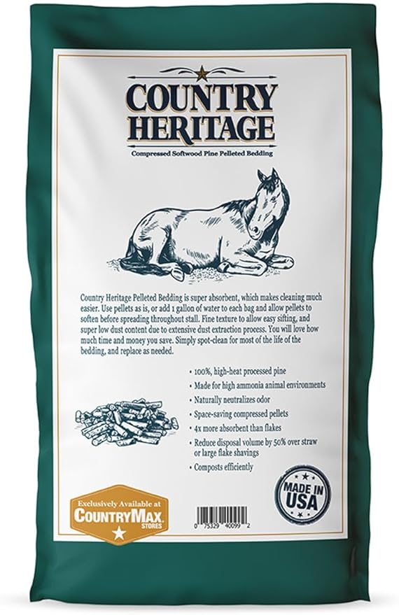 Country Heritage Premium Low Dust Pelleted Bedding Super Absorbent All Natural Softwood Pine Pellets 35 lbs.