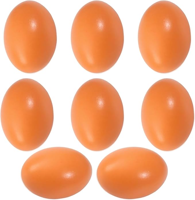 8 PCS Wooden Fake Dummy Nest Eggs - Agricultural Tools for Chicken Coop Nesting,Encourages Hens to Lay Eggs（Brown）