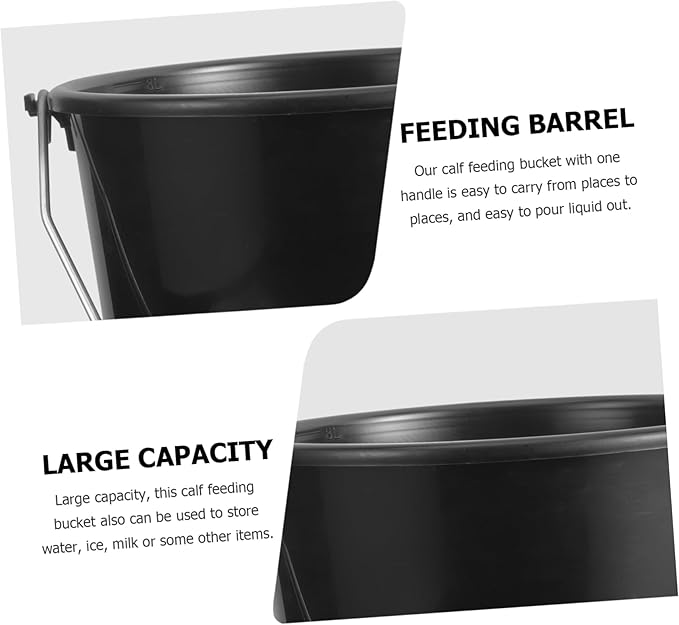 Portable Plastic Feed Bucket with Handle Durable Calf Feeding Container for Farm Home Kitchen Multipurpose Utility Bucket for Water Ice Milk More