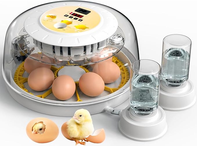 8 Egg Incubators for Hatching Eggs, Incubator for Chicken Eggs 360 Degree View, Automatic Egg Turner and Egg Candler, Farm Poultry Egg Incubators for Chicken Duck Goose Quails Eggs