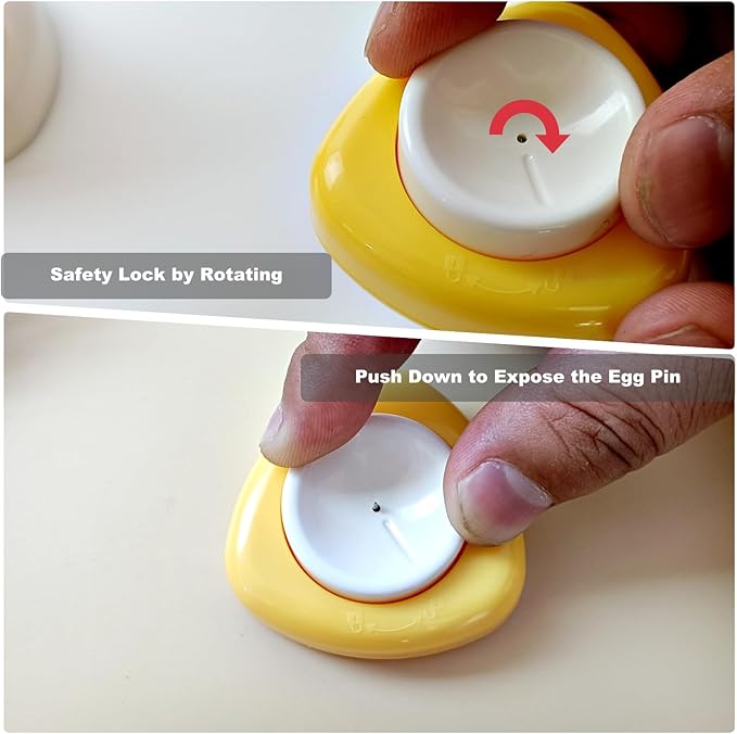 Magenetic Egg Piercer for Raw Eggs to Get Good Hard Boiled Eggs, Egg Poker with Safety Lock Egg Pin, Easy Egg Peeler By Punching Hole at Bigger End of the Egg Before Boiling, 2 Pack