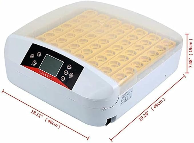 56 Egg Incubator Automatic Turning Digital Poultry Hatcher Temperature Humidity Control Built-in LED Egg Candler, for Chicken Duck Goose