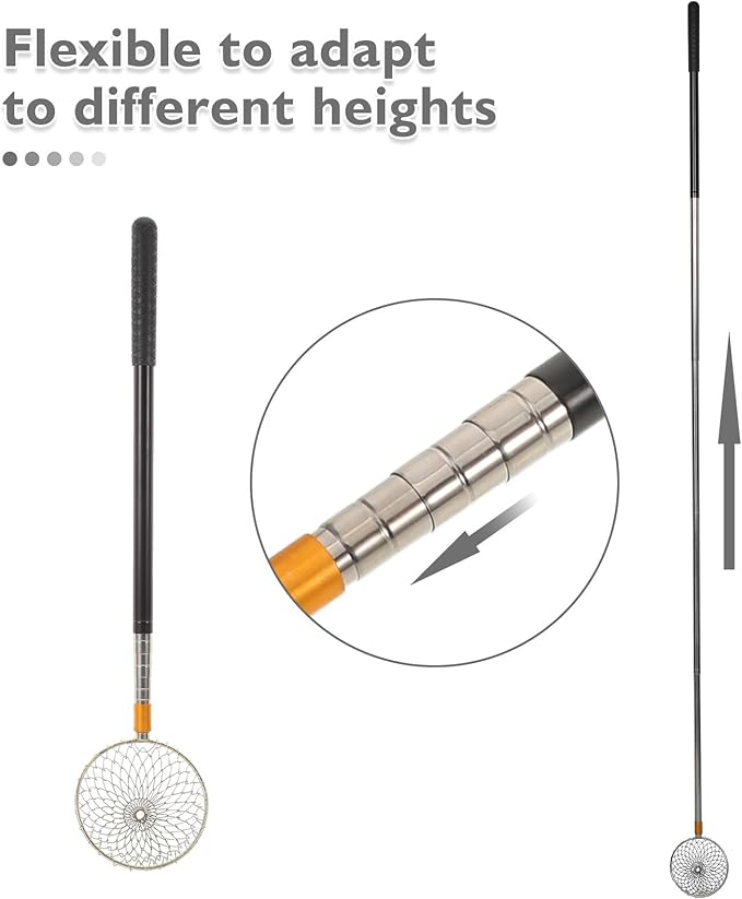 Egg Grabber for Chicken Coop: Extendable Peanut Picker - Stainless Steel Long Handle Picking Tool Reacher Separator for Quail Poultry Nest Farm Potato Pecans