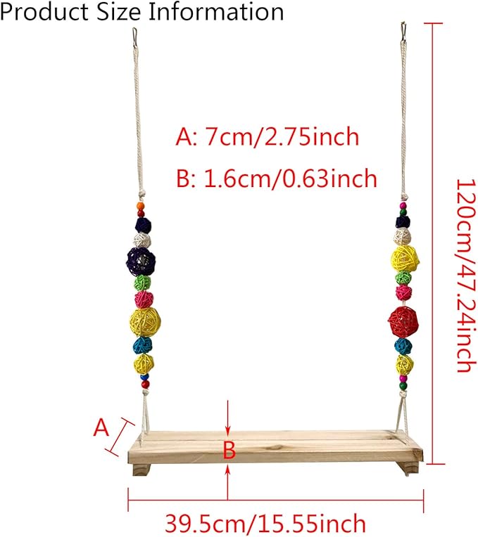 Vehomy Chicken Swing and Perch - Handmade Wood Stand Coop Toy for Hens - Accessories Ladder for Poultry Run - Large Bird Parrot Hen Macaw Rooster Chick Toy