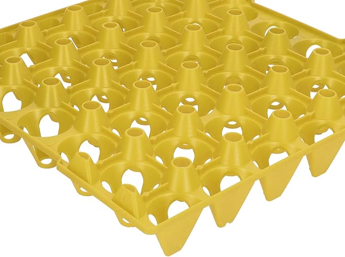 Egg Tray, 5PCS Plastic Flats 30 Cell Egg Crates Holder Reusable Food Containers Organizers for Storage Transportation Home Farm Supplies (Yellow)