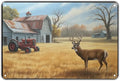 Deer Tractor Barn Farm Scenery tin sign Vintage Countryside Metal Sign Print Aesthetic for Garden Yard Bar Porch Home Bedroom Kitchen Wall Decor Gift 8 x 12 in