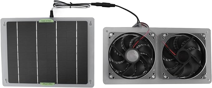 Solar Panel Fan Dual Exhaust Fan Kit, 100W 12V Solar Panel with 2 High Speed Fan for Chicken Coop Greenhouse Dog House Shed Car Window Exhaust Cooling Ventilation