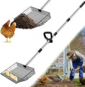 15inch Heavy-Duty Chicken Poop Scooper with Ergonomic Grip, Chicken Coop Scoop with Adjustable Stainless Steel Handle (24-70"), 4-in-1 Litter Sifting Shovel for Chicken Coop Accessories