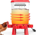 Hanging Heated Chicken Waterer, 3 Gallon Plastic Chicken Water Heater Heated Poultry Drinker, Detachable Legs, Winter and Summer Dual-use, Poultry Water Heater for Chicken Goose Duck - Red