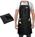 ARCCAPTAIN Leather Welding Work Apron 24" X 36" Heat Flame Resistant Cowhide Blacksmith Aprons with 6 Tool Pockets for Welders Men Women, Adjustable M to XXXL-Black