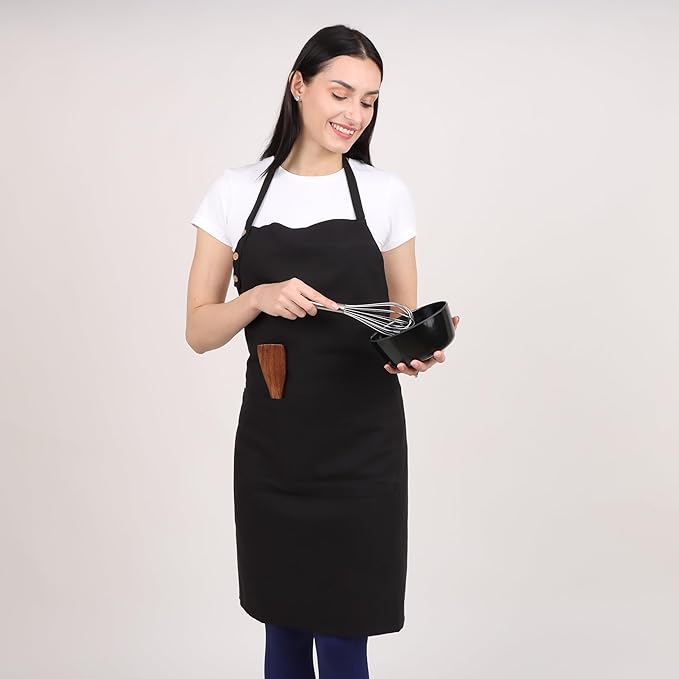 Kitchen Apron Cotton Waterdrop Resistant with adjustable Aprons for Women with Pockets 9 Color option Cooking