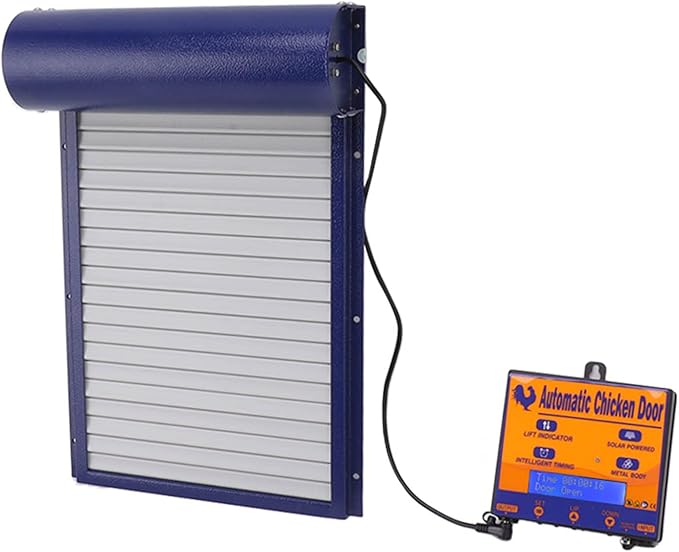 Automatic Chicken Coop Door, Solar Powered 3 in 1 with Timer HD LED Display for Chicken Duck Goose (Blue)