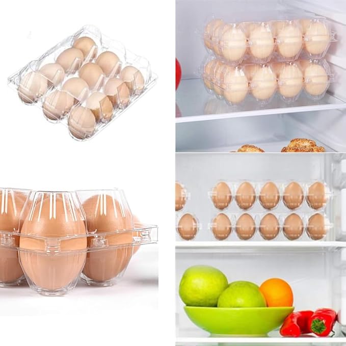 Honkenda Plastic Egg Cartons Cheap Bulk, Clear Eggs Holder Storage Container, Empty Chicken Egg Tray with Hinge Lid, 12 Grids Egg Protection Box for Refrigerator Farm Market Home (40 Pack)