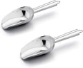 E-far Mini Ice Scoop Set of 2, 3 Ounce Stainless Steel Scoops for Ice Cube/Candy/Flour/Sugar, Metal Utility Scoops for Canisters, Baking, Kitchen Pantry, Rust Proof & Dishwasher Safe