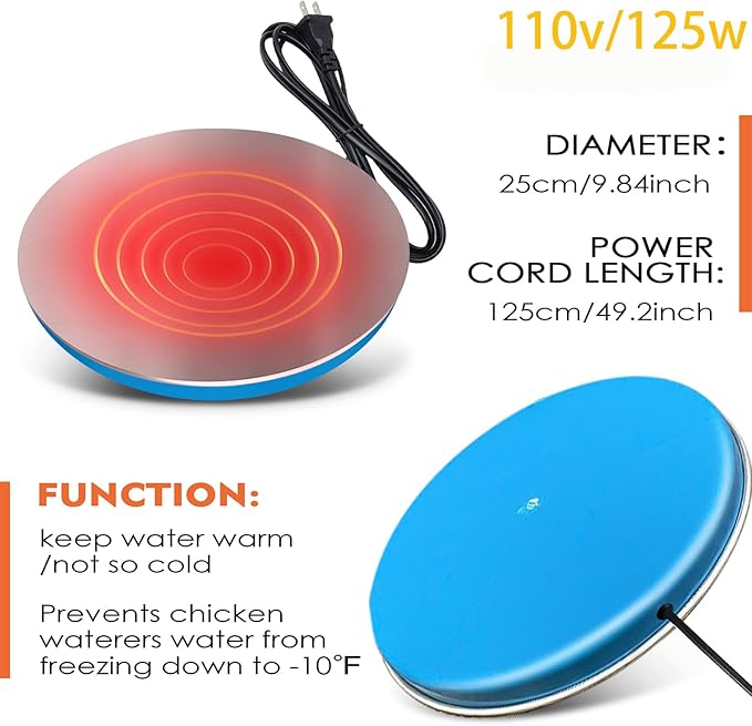 FANFX Poultry Drinker Water Heater Base 120 Watts Chicken Water Heater Warmer for coop Winter