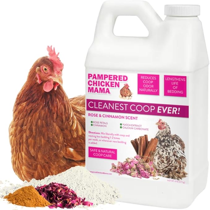 Pampered Chicken Mama Cleanest Coop Ever! Chicken Coop Deodorizer | Coop Refresher with Dried Herbs & Essential Oils (Rose & Cinnamon, 25 pounds)