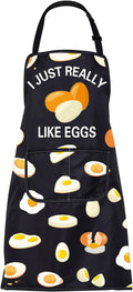 FUSTMW I Just Really Like Eggs Apron Egg Lover Gifts Cute Egg Gifts Cooking Kitchen Chef Baking BBQ Apron with Pockets