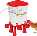 Automatic Chicken Waterer with Float Valve, Float Control Poultry Waterer with Hose for Duck Turkey, Chicken Coop Accessories, Standing/Hang Use, 3 Gallon(Upgraded), Red