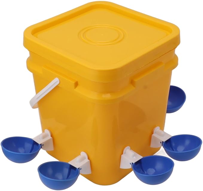 GLOGLOW Automatic Chicken Waterer Bowl, Durable Plastic with Gravity System, 12L Drinker for Chickens, Ducks and Other Poultry (Bucket + Bowl + Black Screws)