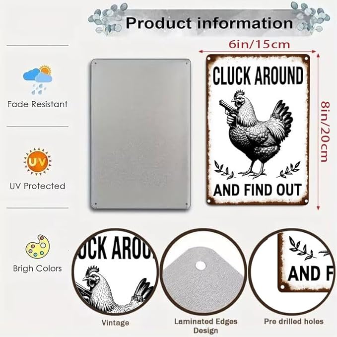 Funny Chicken Stop Staring My Cock Tin Sign for Farm Chicken Coop Farmhouse Kitchen Vintage Wall Decor 6x8 Inch