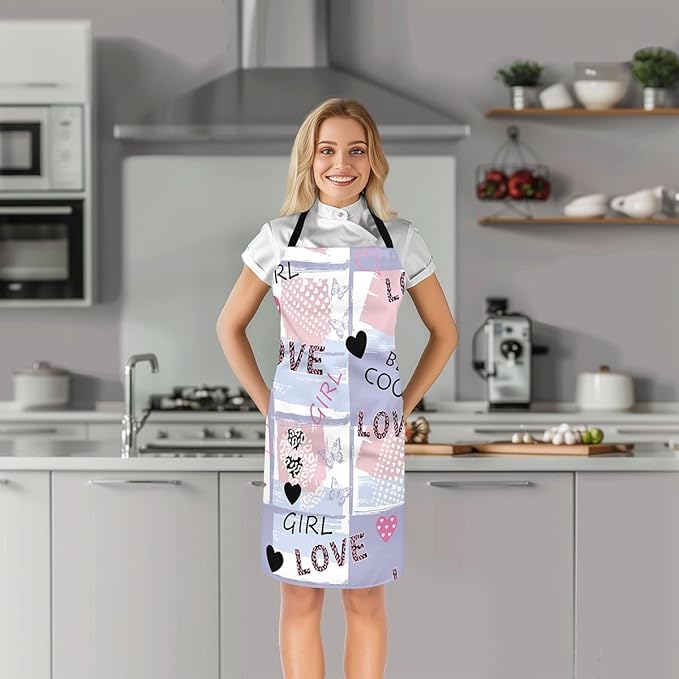 jejeloiu Cartoon Cats Apron for Women Men 26"x31"