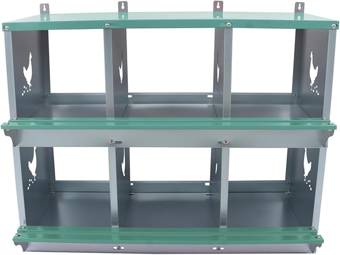 HOSTIC Green Chicken Nesting Box 6 Compartments Metal Laying Boxes for Chicken Hens Poultry Ducks Wall Mount Nest Box for Chicken Coop