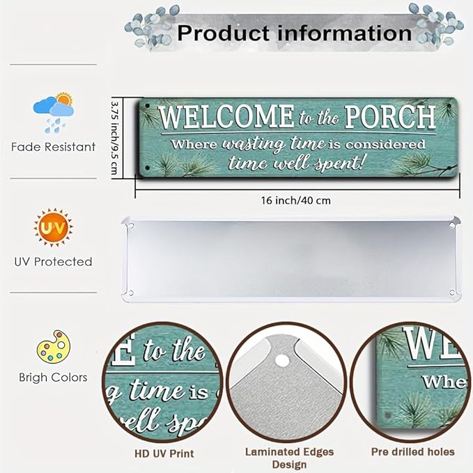 Welcome to Our Porch Farmhouse Wall Decor - Bar, Bathroom, Pool, Patio Decor - 4''x16''