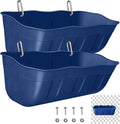 Hanging Chicken Feeders,Duck Feeder Waterer,Small Feed Trough 1.3 Quart 2 Pack,Hanging Fence Feed Trough for Poultry,Blue