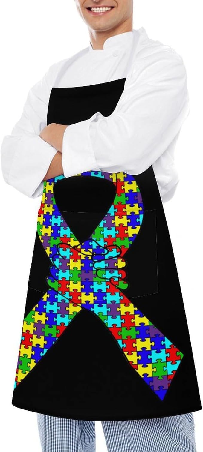 Bahamas Map Flag Apron,Waterproof Unisex Adult Aprons with Pockets Kitchen Baking Aprons